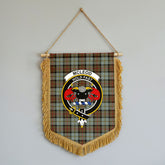 McLeod of Harris Weathered Tartan Crest Wall Hanging Banner - Wood Pole